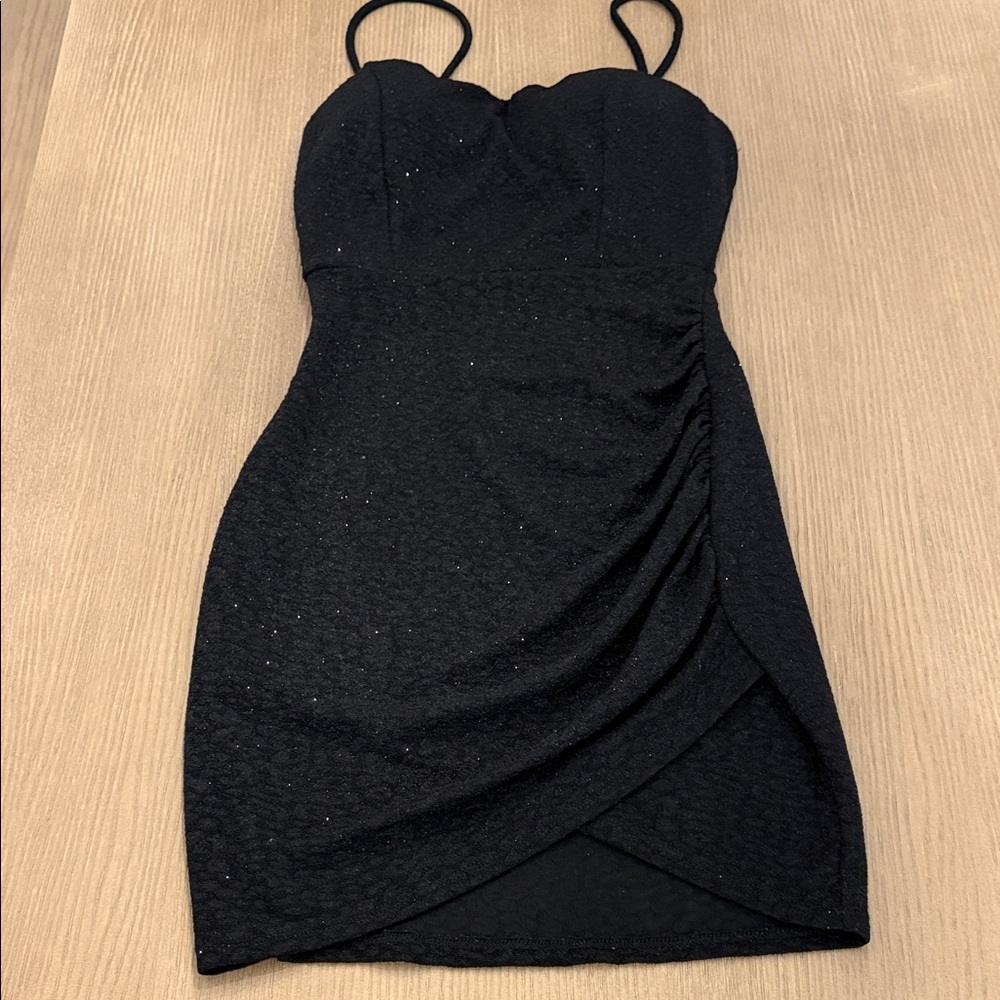 Windsor Little Black Ruched Mini Dress with sparkle Size Small
